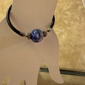Murano Blue and Silver Beaded Bracelet